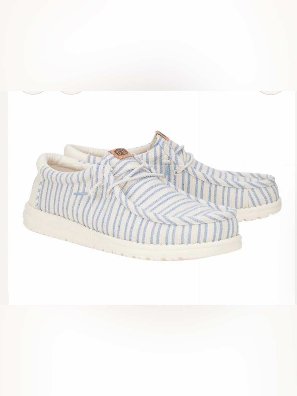 Hey Dude Wally Resort Slip-Ons in Light Blue & White Stripe NEW